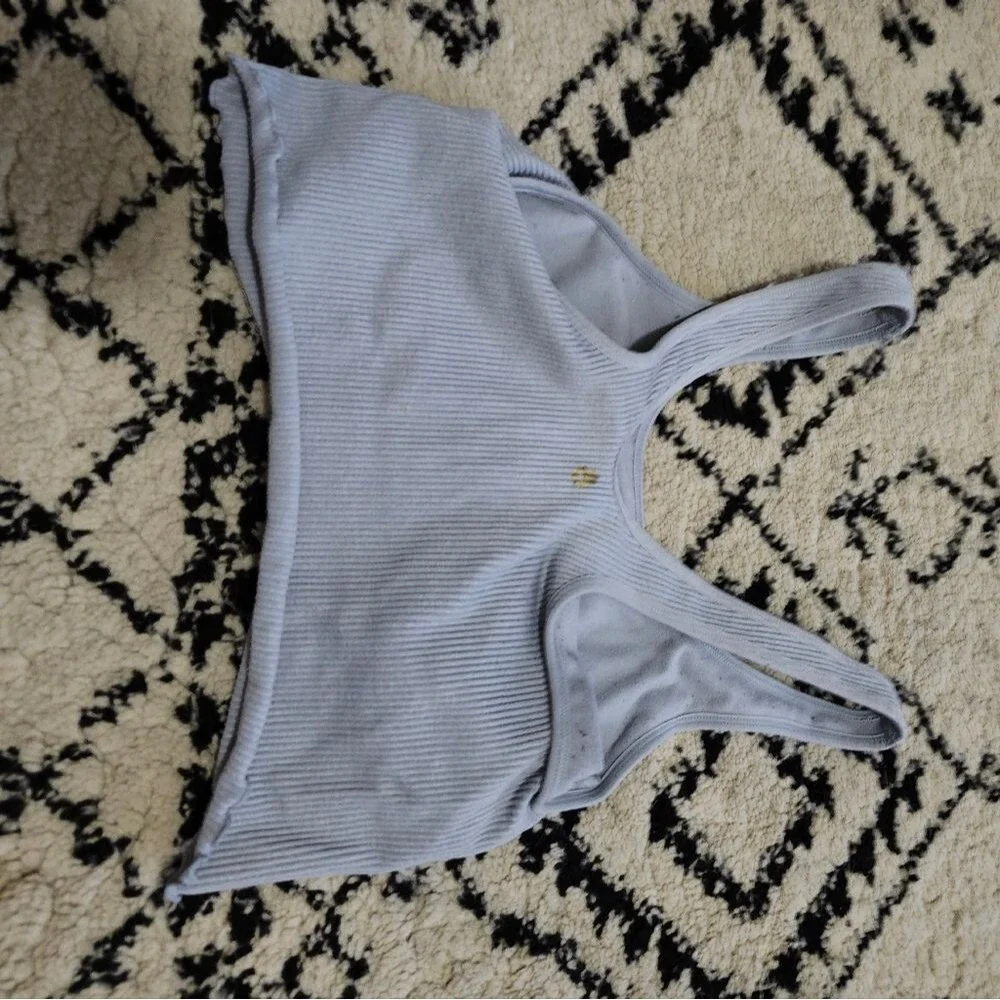 Spiritual Gangster Pastel Blue Gray Ribbed Scalloped Trim‎ Crop Tank Top …